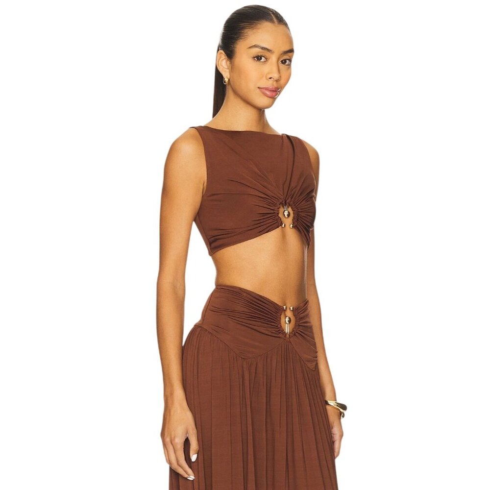 Lovers and Friends x Yhasmina Ferrara Lotte Top in Chocolate Brown Large New - Picture 3 of 8